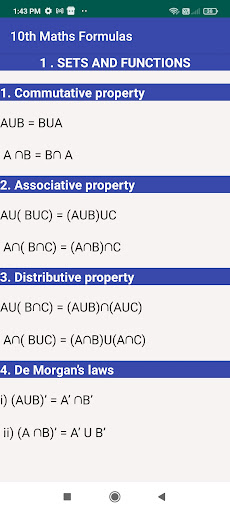 10th Maths Formulas Screen 3