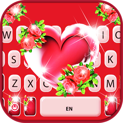 Red Roses Heart Keyboard Backg logo