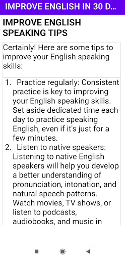 Android application IMPROVE ENGLISH IN 30 DAYS screenshort