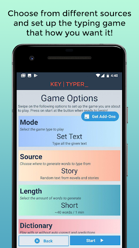 KeyTyper: Mobile Typing Game Screen 2