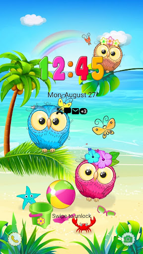 Summer Owl Couple - Wallpaper Screen 2