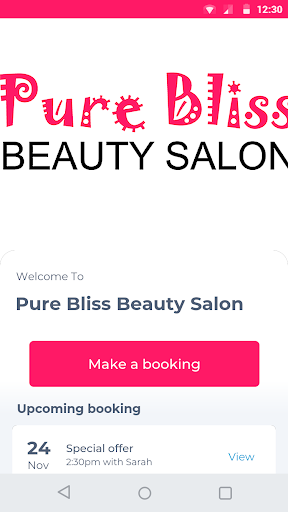 Android application Pure Bliss Beauty Salon screenshort