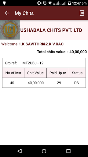 Ushabala Chits Member Modules