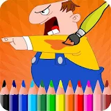 Coloring book Angry People icon