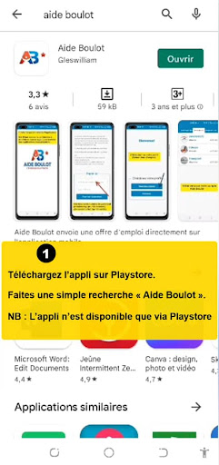 Android application Aide Boulot screenshort