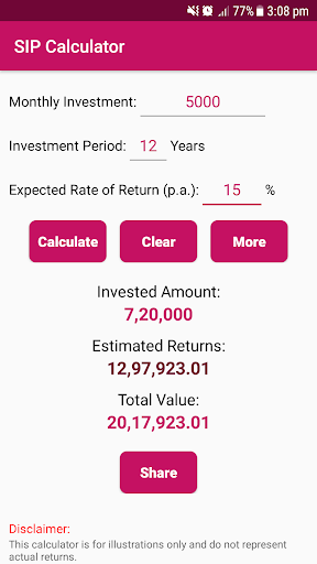 SIP Calculator Screen 3