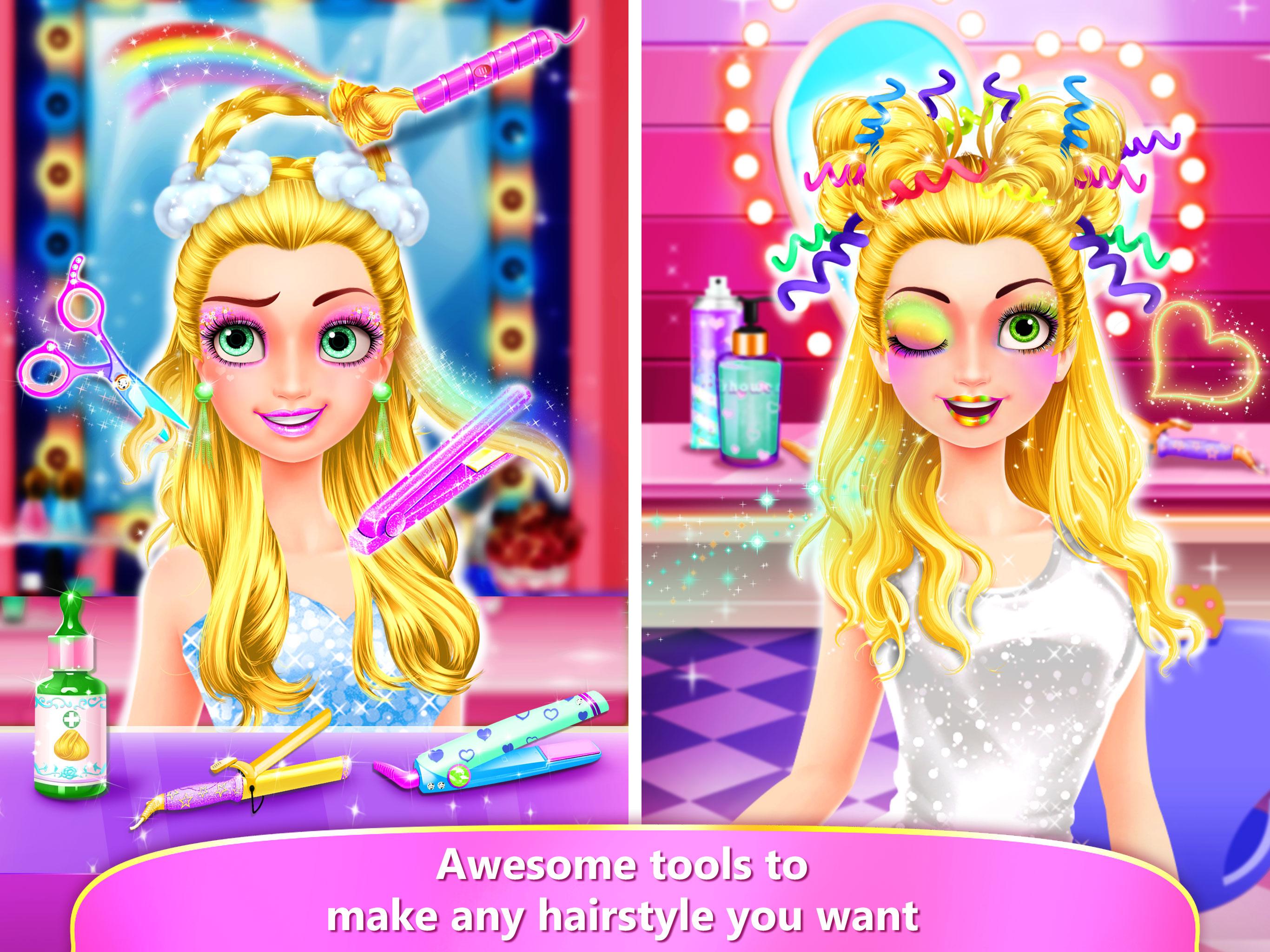 Android application Rainbow Hair Salon - Dress Up screenshort