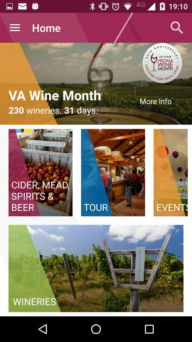 Android application Virginia Wine In My Pocket screenshort