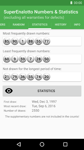 SuperEnalotto Numbers & Statis Screen 2