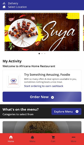 Android application Africana Home restaurant screenshort