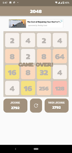 2048 Popular Math Puzzle Game Screen 2