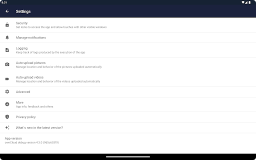 Screenshot of ownCloud