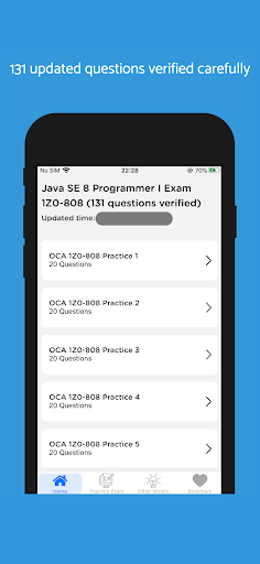 Android application Java SE 8 1Z0-808 Exam 2024 screenshort