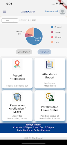 GIC Attendance App Screen 2