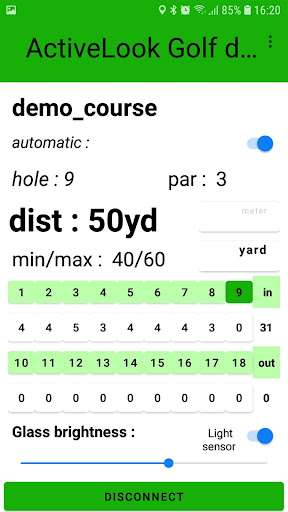 ActiveLook Golf Demo Screen 3