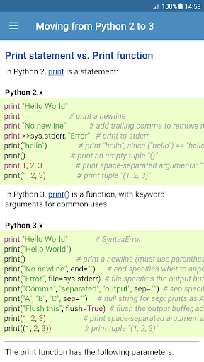 Learn Python by code examples Screen 3