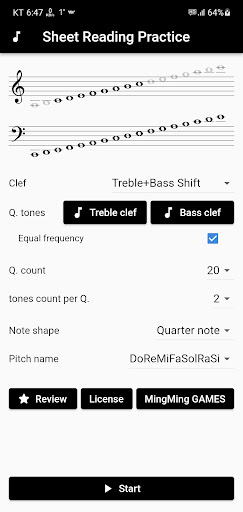 Android application Sheet Reading Practice screenshort