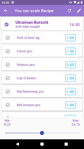 Scaled Recipe Screen 3