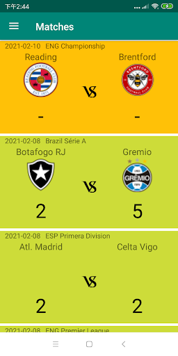 Android application FootScore screenshort