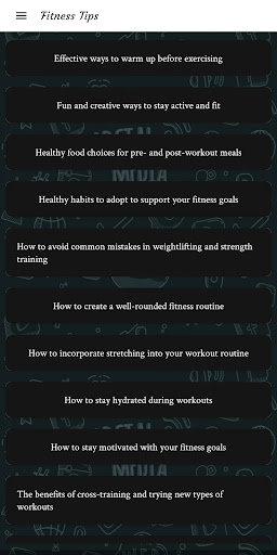 Android application Fitness Tips screenshort