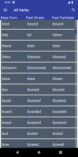 Android application Verb Forms Dictionary screenshort