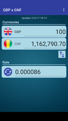Android application British Pound x Guinean Franc screenshort