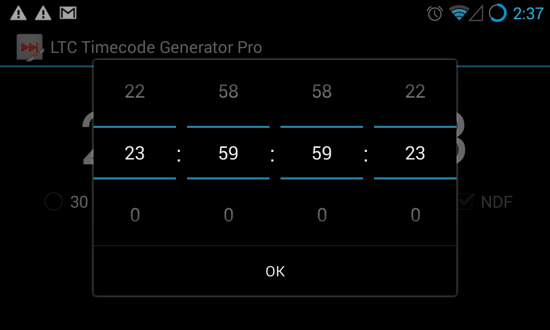 Android application LTC Timecode Generator Pro screenshort
