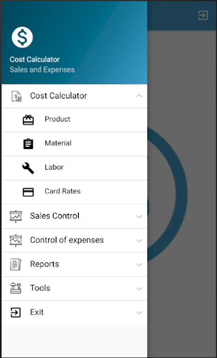 Android application Cost and Sales screenshort