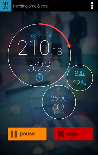 Android application Meeting Time & Cost screenshort