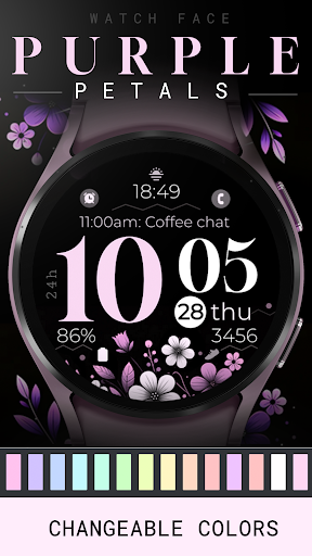 Purple Petals watch face screenshot 3