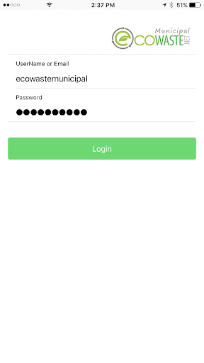 Android application Ecowaste screenshort