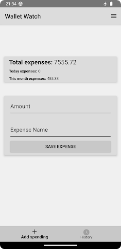 Android application Wallet Watch screenshort