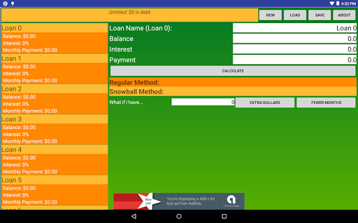 Android application WhenDebt Tablet Version screenshort