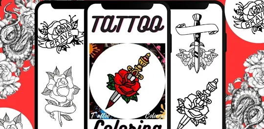Tattoo Rose Coloring Book