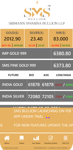 Android application SMS BULLION screenshort