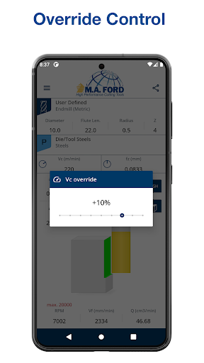 Screenshot of M.A. Ford Machining Calculator