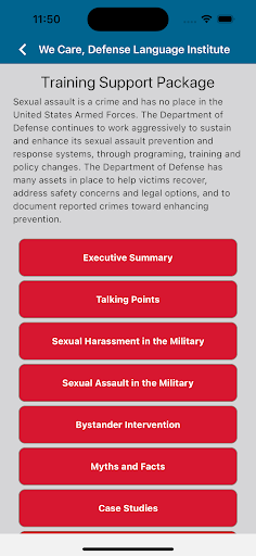 WeCare, Defense Language Inst. Screen 2