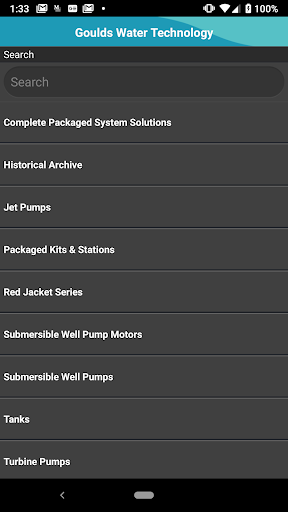 Android application Goulds Mobile Catalog screenshort