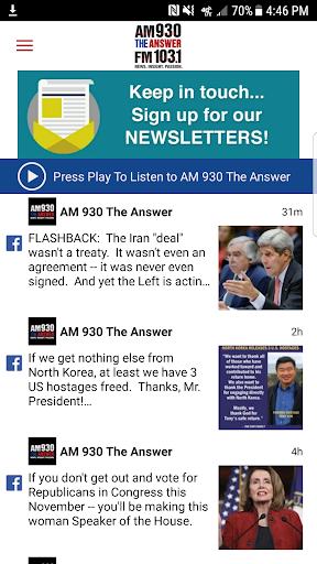 Android application AM 930 The Answer screenshort