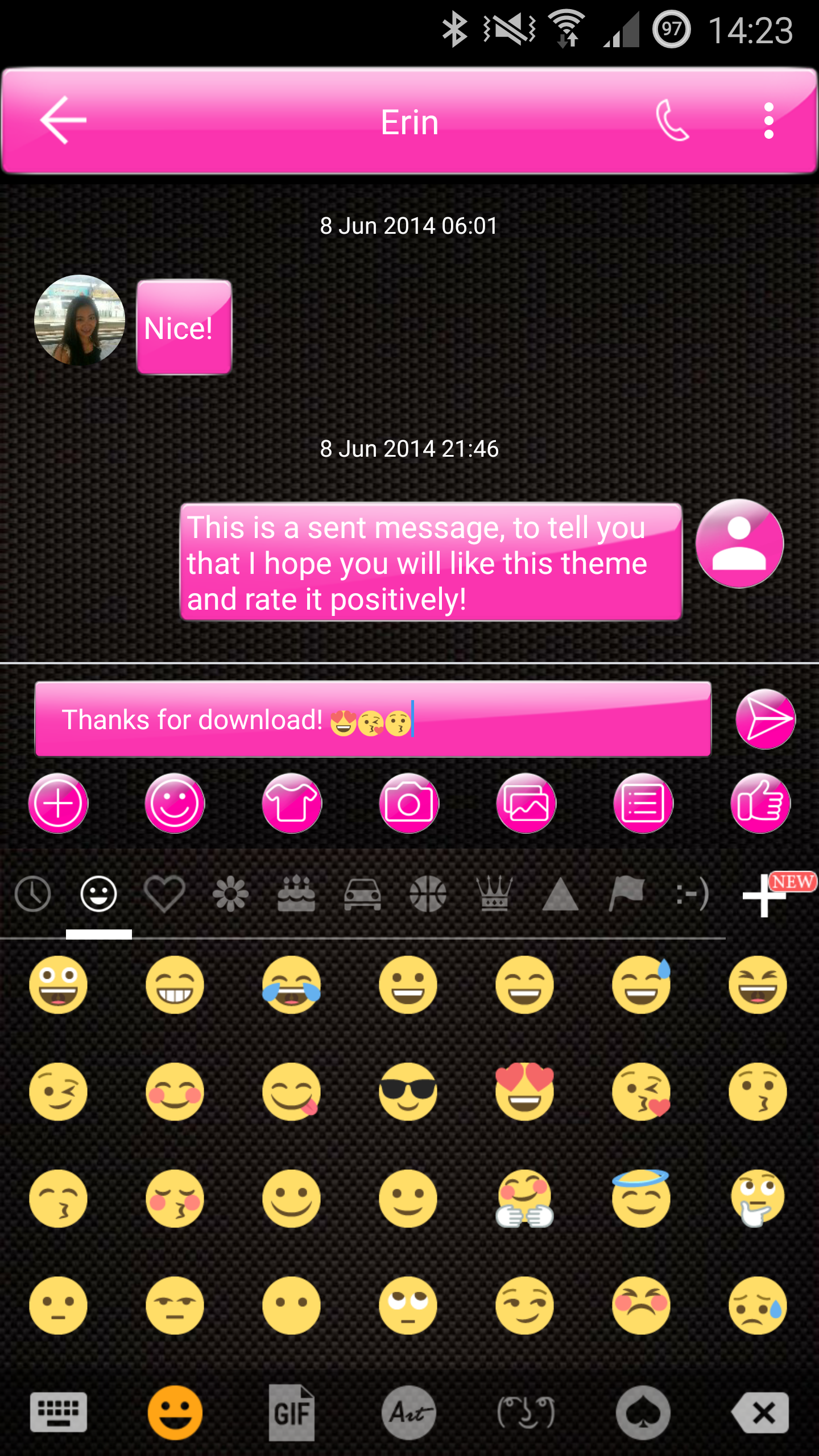 Android application SMS Messages Gloss Pink screenshort