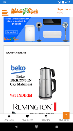 Android application Webden Sipariş screenshort