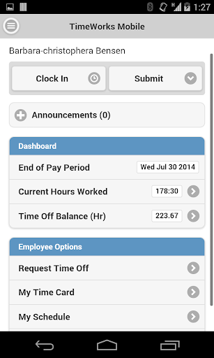 Android application TimeWorksPlus screenshort