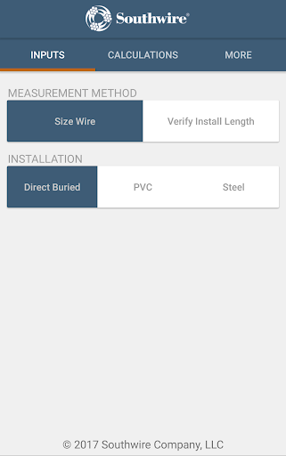 Screenshot of Southwire® Pump Cable Calc