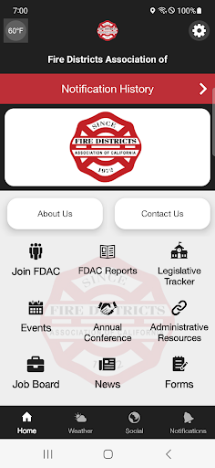 Android application Fire Districts Assoc of CA screenshort