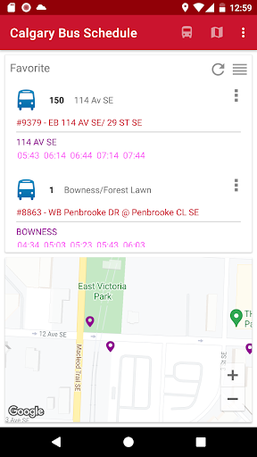 Android application Bus Schedule in Calgary screenshort