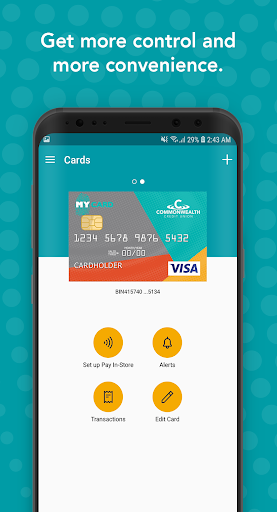 Android application Commonwealth CU Card Monitor+ screenshort