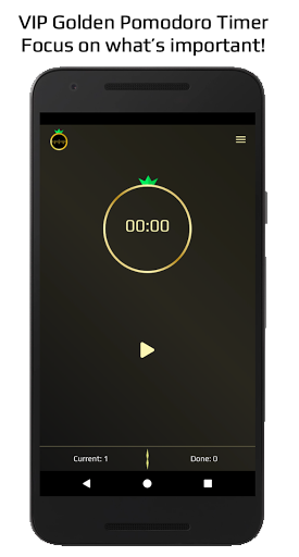 Android application VIP Golden Pomodoro Timer screenshort