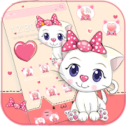 Pink Kitty Bow Cat Cartoon Theme  Icon