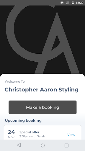 Android application Christopher Aaron Styling screenshort