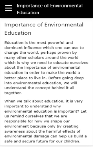 Importance of Environmental Ed Screen 2